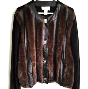 Lisa International faux fur cardigan sweater jacket.  Great condition